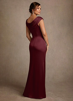 Azazie Irvine Mother of the Bride Dresses Cabernet A-Line Pleated Stretch Satin Dress image2