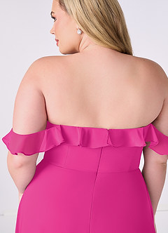 Barbie ♥ Azazie Brautjungfernkleider Wandelbar A-Linie Schulterfrei Chiffon Kleid Barbie Pink image11