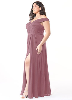 Azazie Audrianna Bridesmaid Dresses Vintage Mauve A-Line Off-The-Shoulder Gathered Chiffon Convertible Dress image9