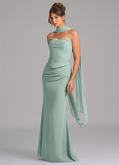 Azazie Sorrel Bridesmaid Dresses Agave Mermaid Corset Chiffon Dress image5