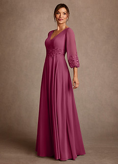 Azazie Yorba Mother of the Bride Dresses Mulberry A-Line Lace Chiffon Dress image4