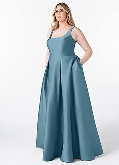Azazie Neve Bridesmaid Dresses Bermuda Ball-Gown with Pockets Stretch Satin Dress image7