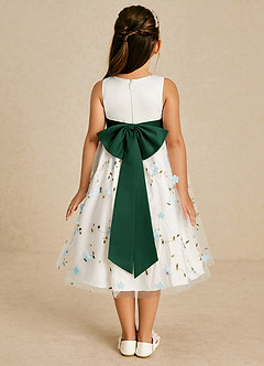 Azazie Pollie Flower Girl Dresses Sky Blue Dark Green A-Line Bow Tulle Dress image2