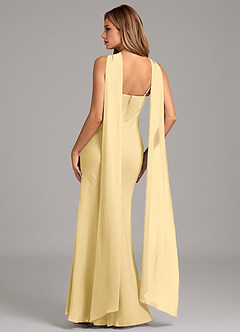 Azazie Kinsley Bridesmaid Dresses Butter Mermaid Pleated Chiffon Dress image2