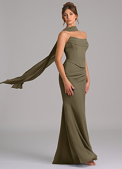 Azazie Sorrel Bridesmaid Dresses Willow Green Mermaid Corset Chiffon Dress image3