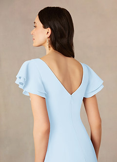 Azazie Peppermint Mère de la mariée Robes Robe Sirène en Crêpe Élastique Encadrement froncé Bleu Ciel image5