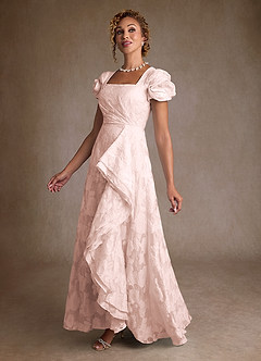Azazie Hermina vestidos de madre de la novia Vestido de Jacquard Rosa Claro de Jacquard Floral de Corte en A con Plisado image4