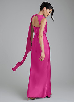 Azazie Taj Brudtärnklänningar Klänning av Sjöjungfru i Stretch Satin Korsett Fuchsia image8