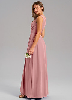 Azazie Phaedra Abiti da Damigella Abito A-Line in Chiffon Monospalla Rosa Polverosa image14