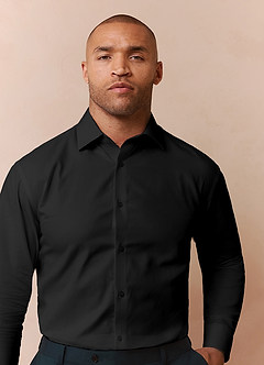 front Jermyn Nero Camicia elegante 100% cotone no stiro