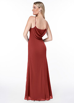 Azazie Chantal Final Sale Fuchsia A-Line Pleated Mesh Dress image3