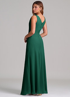 Azazie Nerine Brudtärnklänningar Klä av A-Linje i Chiffong Plisserad Smaragdgrön image2