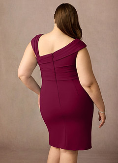 Azazie Cecily vestidos de madre de la novia Vestido de Borgoña de Crepé elástico de Corte Recto image12