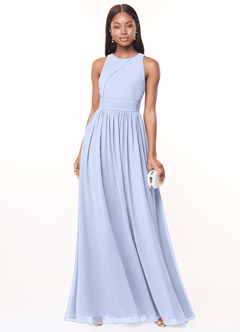 Azazie Harper Bridesmaid Dresses Ice A-Line Pleated Chiffon Dress image1