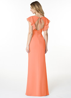 Azazie Val Brautjungfernkleider Meerjungfrau-Linie Schlüssellochausschnitt mit V-Ausschnitt Chiffon Kleid Sonnenuntergang image2