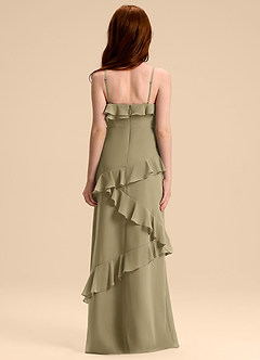 Azazie Evara Junior Robe Trapèze en Mousseline de soie Vert Mousse image2