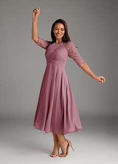 Azazie Dorothea Mother of the Bride Dresses Vintage Mauve A-Line Scoop lace Chiffon Dress image2