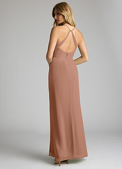 Azazie Becca Bridesmaid Dresses Bronzer Sheath V-Neck Chiffon Dress image6