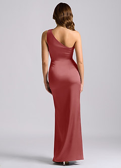 Azazie Akilah Robes de demoiselle d'honneur Robe Sirène en Satin extensible Une épaule Antique Rose image2