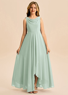 Azazie Mannie Junior Linia A Pofałdowany Szyfon Asymetryczny Młodsza druhna Sukienka image6