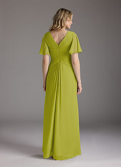 Azazie Morning Glory Mother of the Bride Dresses Lemongrass A-Line V-Neck Ruched Chiffon Dress image2