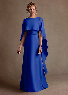 Azazie Marilla 신부의 어머니 드레스 A라인 주름진 쉬폰 플로어 길이 드레스 image4