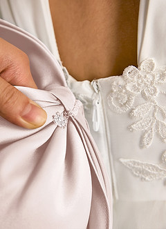 Azazie Dimple Abiti da Ragazza di Fiori Abito Principessa in Tulle Pizzo Avorio Rosa Petalo image8