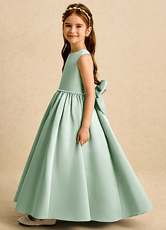 Azazie Daisies Robe Demoiselle D'honneur Fillette Robe Princesse en Mat Satiné Arc Agave image4