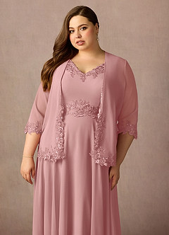 Azazie Devana Mère de la mariée Robes Robe Trapèze en Mousseline de soie Sequins Rose Poussiéreuse image14