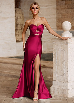 Aelina Wine Cutout Corset Satin Prom Dress image6