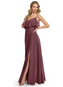 Azazie Jean Bridesmaid Dresses Sangria A-Line Chiffon Convertible Dress image3