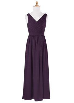 Azazie Kora Junior Plum A-Line Pleated Chiffon Dress image5