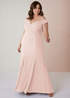 Azazie Lecia Brautjungfernkleider Wandelbar Empire Schulterfrei, plissiert Chiffon Kleid Blassrosa image8