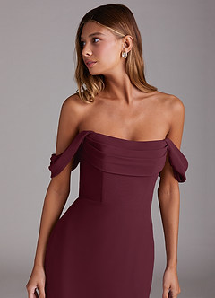Azazie Saige Bridesmaid Dresses Cabernet A-Line Off the Shoulder Chiffon Convertible Dress image5