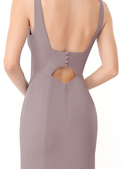 Azazie Arwen Bridesmaid Dresses Vintage Mauve Sheath Side Slit Stretch Crepe Dress image6