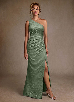 Azazie Joylin Mother of the Bride Dresses Matcha Trumpet One Shoulder Floral Burnout Dress image4