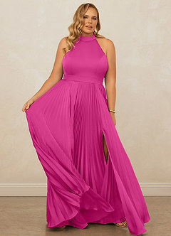 Christian Siriano Bridal for Azazie 1007 Bridesmaid Dresses Fuchsia A-Line Pleated Stretch Satin Dress image12