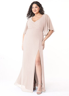 Azazie Cierra Bridesmaid Dresses Rose Petal A-Line V-Neck Chiffon Dress image9