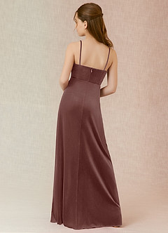 Azazie Solange Junior Espresso A-Line Velvet Dress image2