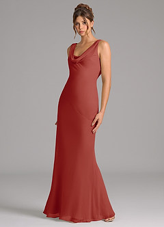 Azazie Rylina Bridesmaid Dresses Terracotta Mermaid Pleated Chiffon Dress image4