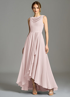 Azazie Wonderland Bridesmaid Dresses Blushing Pink A-Line Pleated Chiffon Dress image1