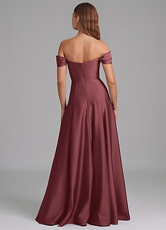 Azazie Seriana Vestidos de damas de honor Vestido de Merlot de Satén Elástico de Corte en A Convertible con Vestidos sin tirantes image5