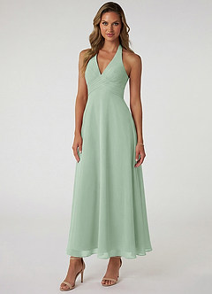 Azazie Tessie At-home Try On Dresses Agave A-Line Pleated Chiffon Dress image1