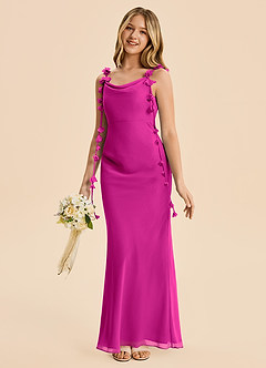Azazie Trinity Junior Vestido Fucsia de Gasa de Corte Sirena con Plisado image1
