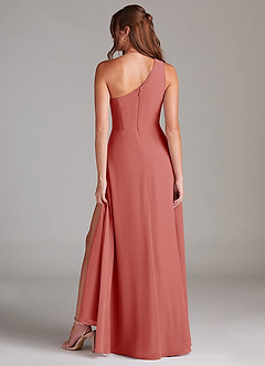 Azazie Brooke Bridesmaid Dresses Antique Rose A-Line One Shoulder Chiffon Dress image6