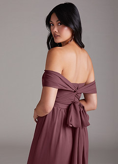 Azazie Lamara Brautjungfernkleider Wandelbar Schulterfrei Chiffon Overall/Jumpsuit Sangria image6