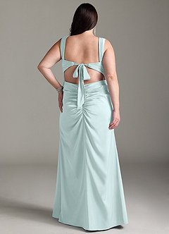 Azazie Jesaphine Bridesmaid Dresses Sea Glass Sheath Bow Stretch Satin Dress image9