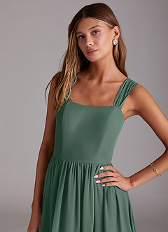 Azazie Calianna Bridesmaid Dresses Sea Moss A-Line Off the Shoulder Chiffon Convertible Dress image7