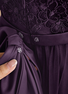 Azazie Cinna Flower Girl Dresses Plum A-Line Lace Tulle Dress image6