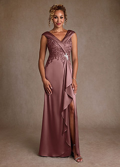 Azazie Santa Monica Mother of the Bride Dresses Vintage Mauve A-Line Lace Dress image3